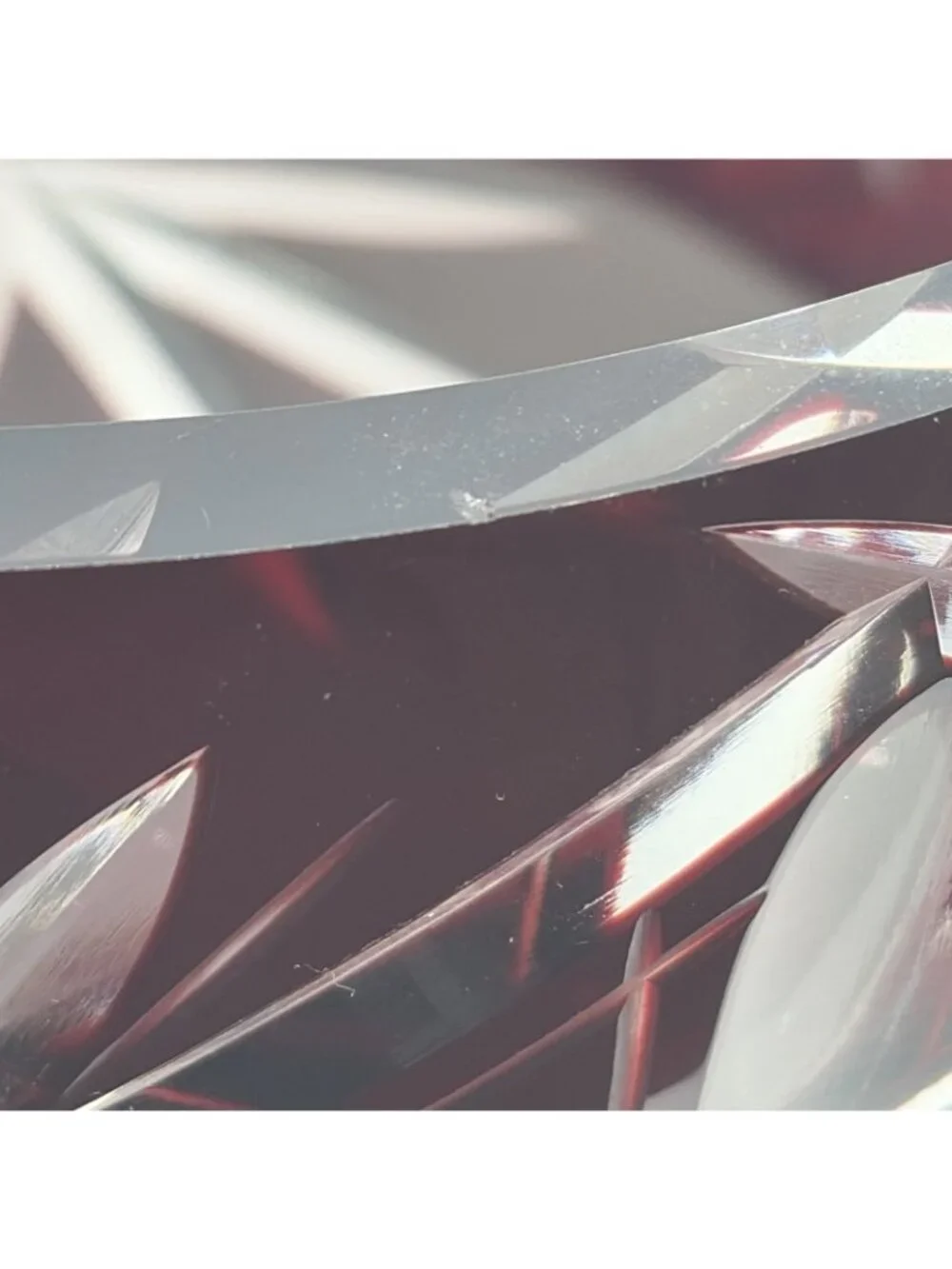 Vintage Bohemian Czech Ruby Cut to Clear Crystal Footed Centerpiece Bowl 8.5